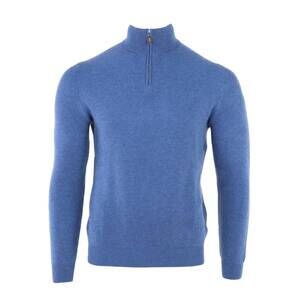 NEW FEDELI men's honeycomb cashmere quarter zip in denim
